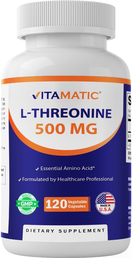 Vitamatisk L- Threonin 500mg - 120 Vegetabilske kapsler fremmer sund lever, kardiovaskulær og strukturel funktion