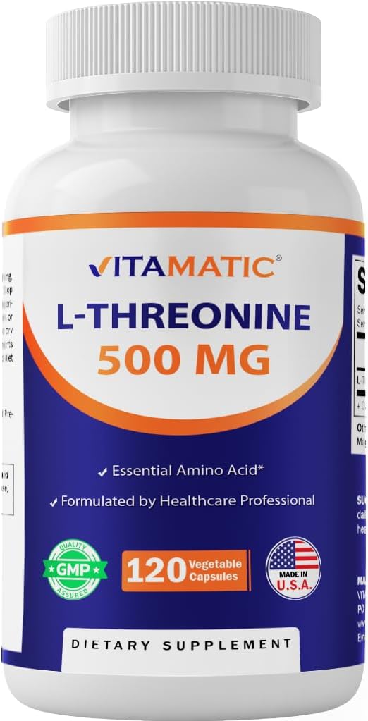 Vitamatisk L- Threonin 500mg - 120 Vegetabilske kapsler fremmer sund lever, kardiovaskulær og strukturel funktion