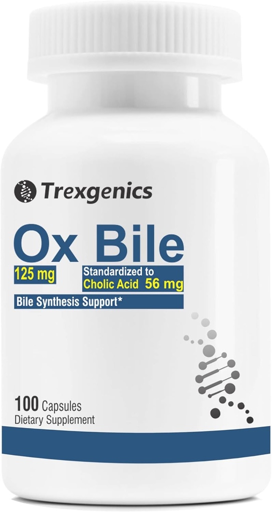 Trexgenics Bile Extract 45% CHOLIC Acid Bile Syntese Support (100 kapsler) (pakke med 1)