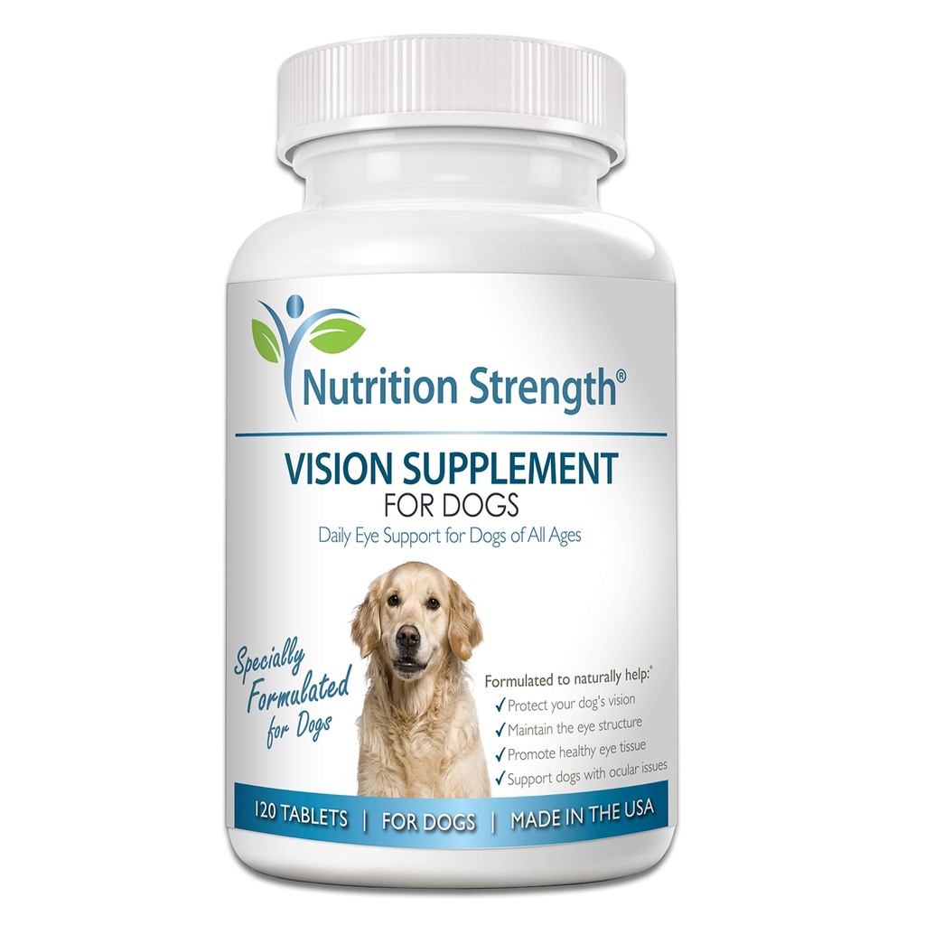 Eye Care for Dogs Daily Vision Supplement med Lutein, Zeaxanthin, Astaxanthin, CoQ10, Bilberry Antioxidanter, C-vitamin, E-vitamin støtte til hunde øjenproblemer, 120 tyggetabletter