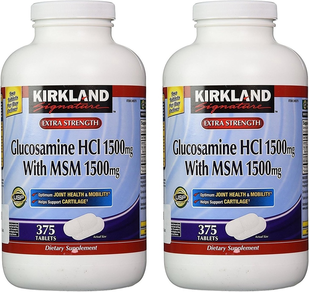 Kirkland Signature Glucosamin med MSM, 375 tabletter (2 pakker)