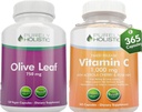Rent holistiske Olive Leaf Extract 750mg + C-vitamin 1000mg 2 Stage Release Bundle - 485 Vegan Kapsler - Made in The USA