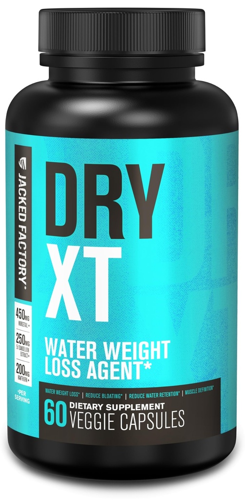 Jacked Factory Dry- XT vandpiller - Natural Supplements124; Reducerer vandretention & Bloating Measures 124; Dandeelion Root Extract, Kalium, 7 mere kraftfulde ingredienser - 60 Veggie kapsler