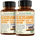 Glucosamin Sulfate med Hyaluronsyre, Boswellia, Black Pepper & MSM Supplement - 5-in-1 Fælles Kosttilskud til mænd og kvinder - Fælles sundhed, mobilitet & benstyrke - FSA Støtteberettiget 2 Pack