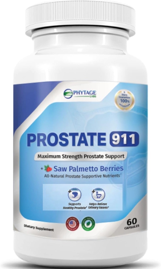 Prostate 911 Mænds Health Supplement - Saw Palmetto Support Prostata funktion (60 kapsler)
