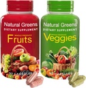 NATURGREENS Organiske Frugter & Grøntsager Supplement - Superfood kapsler med vitaminer og probiotika - Understøtter fordøjelse, immunitet, energi & Gut sundhed - 180 kapsler til voksne og børn