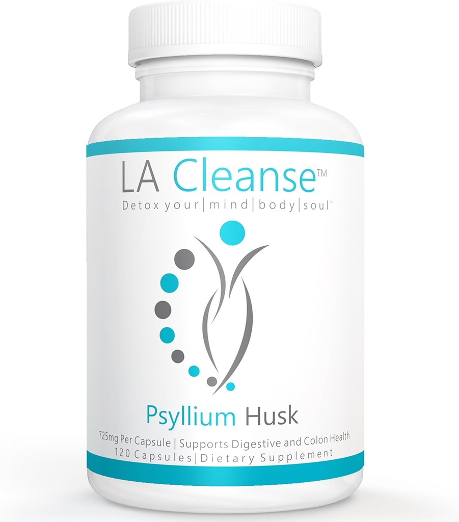 Psyllium Husk Fiber supplement kapsler - 120 Tæl - 725mg Psyllium Husk kapsler til komplet fordøjelsesmæssig sundhed & vægthåndtering - Væsentlige kosttilskud