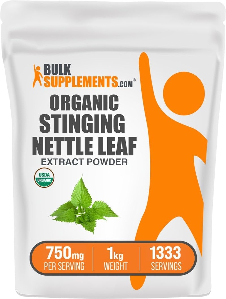 BulkSupplements.com Organic Stinging Nettle Extract Powder - Nettle Leaf Extract, Herbal Supplement - Vegan & Gluten Free, 750mg per Serving, 1kg (2.2 lbs) (Pack of 1)