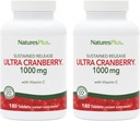 NaturePlus Ultra Cranberry 1000- 180 Vedvarende udgivelsestabletter, Pack of 2 - Understøtter en sund urinarisk Tract - Non- GMO, Vegetar, Gluten Free - 180 Total Servering