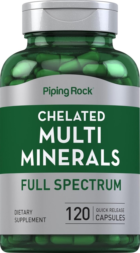 Piping Rock Mega Multi Mineral Chelated Supplemented 124; 120 Kapsler 124; for mænd og kvinder 124; Jern fri