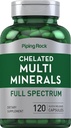 Piping Rock Mega Multi Mineral Chelated Supplemented 124; 120 Kapsler 124; for mænd og kvinder 124; Jern fri