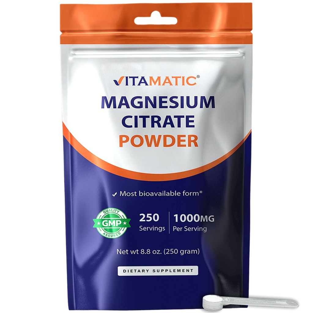 Vitamatisk Magnesium Citrate 1000mg per Servering Understøtter Muskel, Joint, og Heart Health 250 Bedste - 250 Servere