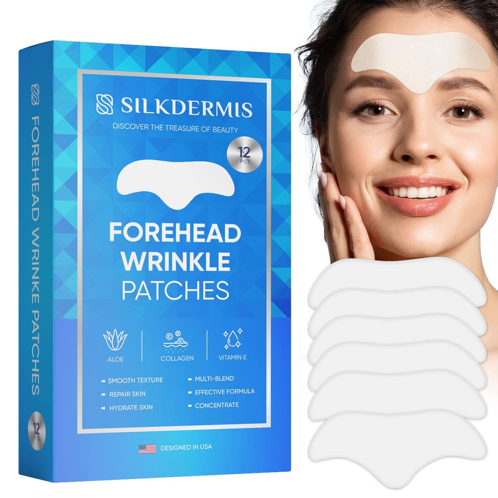 Forhead Wrinkle Patches 12Pcs med Aloe, Collagen, E-vitamin, Anti Wrinkle Patches, Forhead Wrinkler Behandling