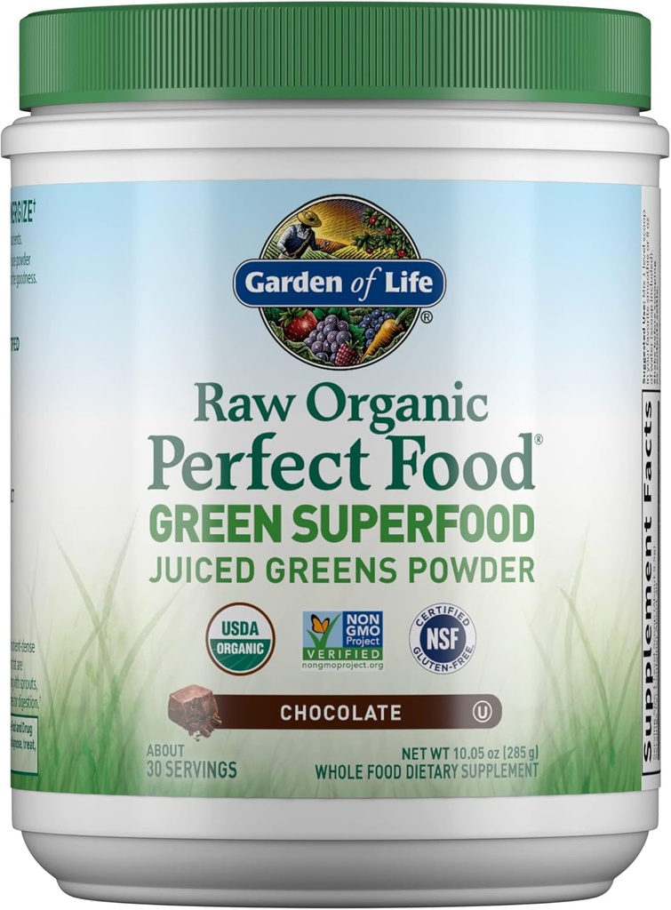 Have of Life Raw Organic Perfect Food Green Superfood Juiced Green Powder - Chokolade, 30 Servering - Non-GMO, Gluten Free, Vegansk hel fødevarer Kosttilskud, Plus Probiotika & enzymer