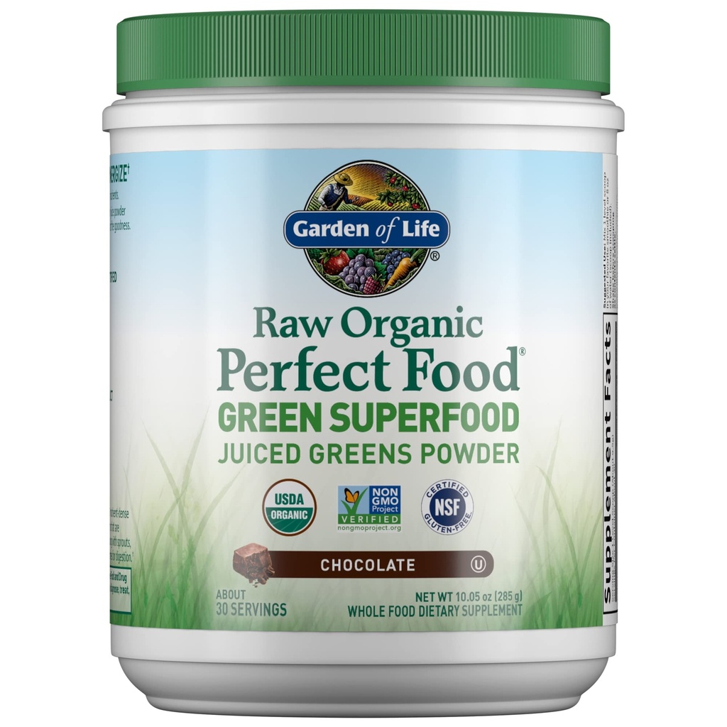 Have of Life Raw Organic Perfect Food Green Superfood Juiced Green Powder - Chokolade, 30 Servering - Non-GMO, Gluten Free, Vegansk hel fødevarer Kosttilskud, Plus Probiotika & enzymer
