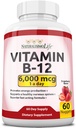 NaturalisimoLife Vitamin B12 6.000 mcg - Hurtig opløsning Strawberry Flavor Nuggets - 60 Nuggets, Non- GMO, Vegan, Gluten Free