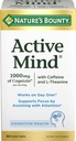 Nature 's Bounty Active Mind Kosttilskud, understøtter fokus og opmærksomhed, 1000 mg Cognizin med L- Theanin og koffein piller, 60 kapsler
