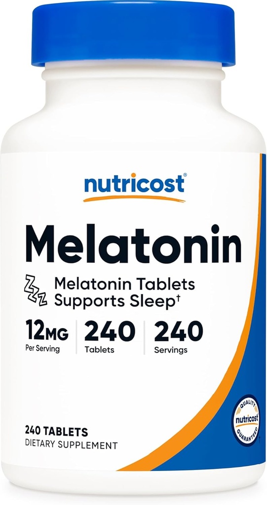 Nutricost Melatonin 12mg, 240 tabletter - 12mg per servering, non- GMO, gluten fri