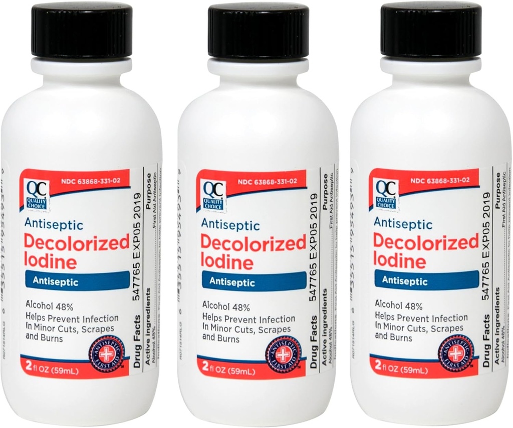 Kvalitetsvalg Antiseptisk afkoloniseret jod 2 Fl. Oz. - 3 Pack
