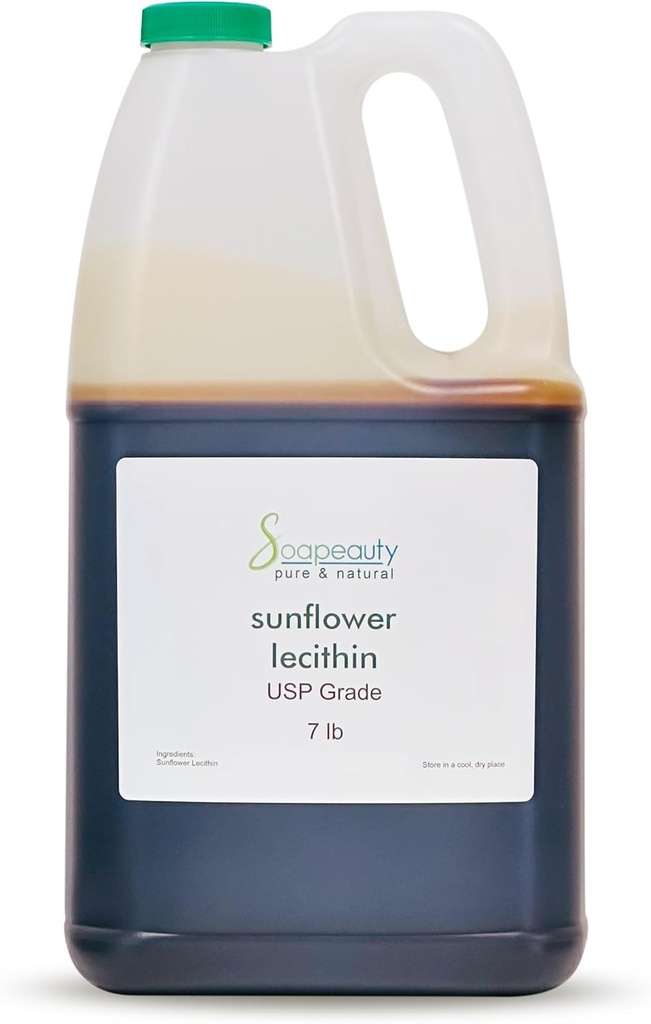 Solsikke Lecithin Liquid Oil Name 124; Cold Pressed Uraffineret • 124; USP Grade Ubleget 100% Pure Natural Solsikke Lecithin Oil • 124; Hud fugtighedscreme, Sæbe Making • 124; 7 LB
