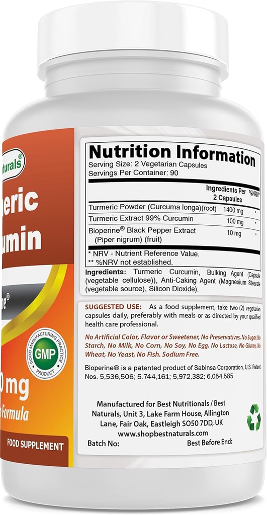 Gurkemeje 1500mg med Bioperine & Magnesiumoxid 500 mg