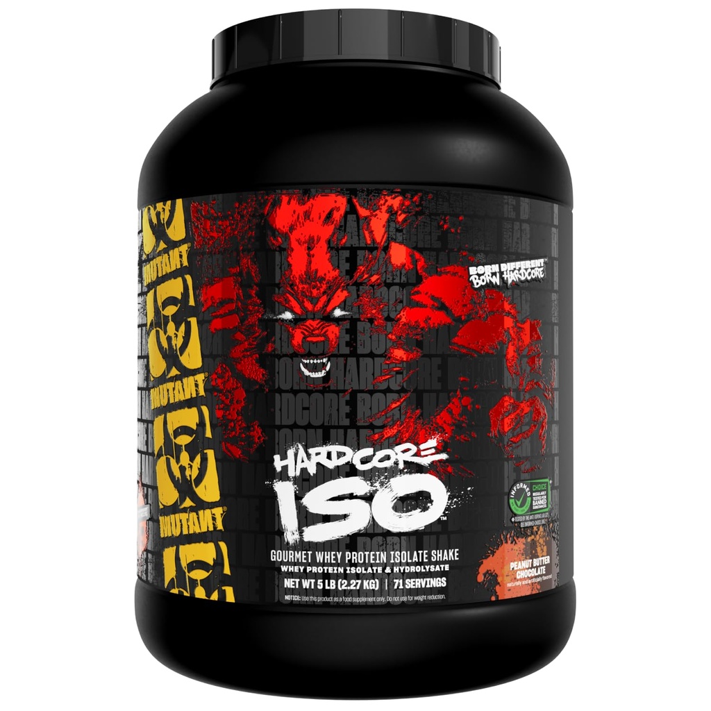 Mutant Harcode ISO Whey Protein Isolate Powder Acts Fast to Help Recover, Build Muscle, Bulk and Strength, 5 lb - Peanut Butter Chocolate