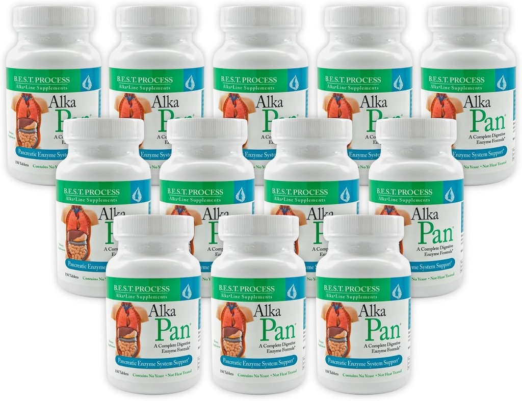 Alka • Pan (12 Pack) Best Process Alkaline - Naturlig fordøjelsestilskud - Pankreatiske enzymer med antioxidant- Rich Superfoods & fordøjelsesurter