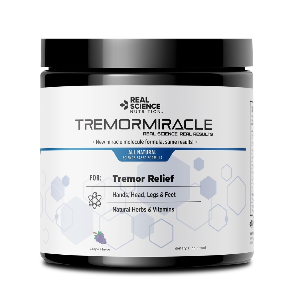 Tremor Miracle - Essential Tremor Herbal supplement pulver til hænder, ben, fødder, hoved Tremor (13.4 Oz, Grape Flavor)