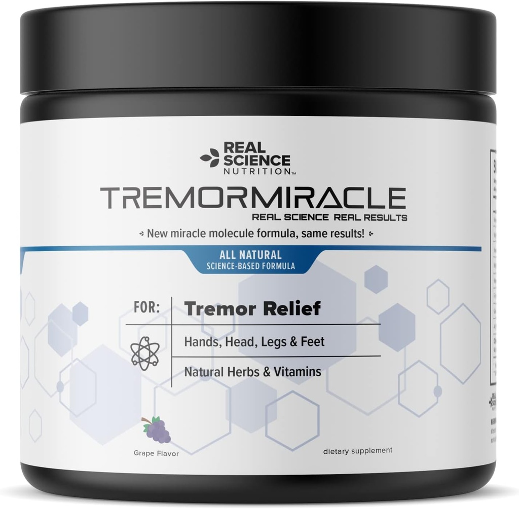 Tremor Miracle - Essential Tremor Herbal supplement pulver til hænder, ben, fødder, hoved Tremor (13.4 Oz, Grape Flavor)
