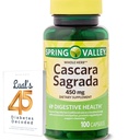 Cascara Sagrada 450mg. Spring Valley Cascara Sagrada 450mg 100 Greve, hele Herb Cascara Sagrada fordøjelsesmiddel kapsler Bundle med Lualls 45 Diabetes afkodet