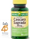 Cascara Sagrada 450mg. Spring Valley Cascara Sagrada 450mg 100 Greve, hele Herb Cascara Sagrada fordøjelsesmiddel kapsler Bundle med Lualls 45 Diabetes afkodet