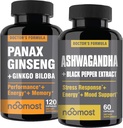 NooMost Autentiske Koreansk Rød Panax Ginseng + Organic Ashwagandha med Ginkgo Biloba & Black Pepper