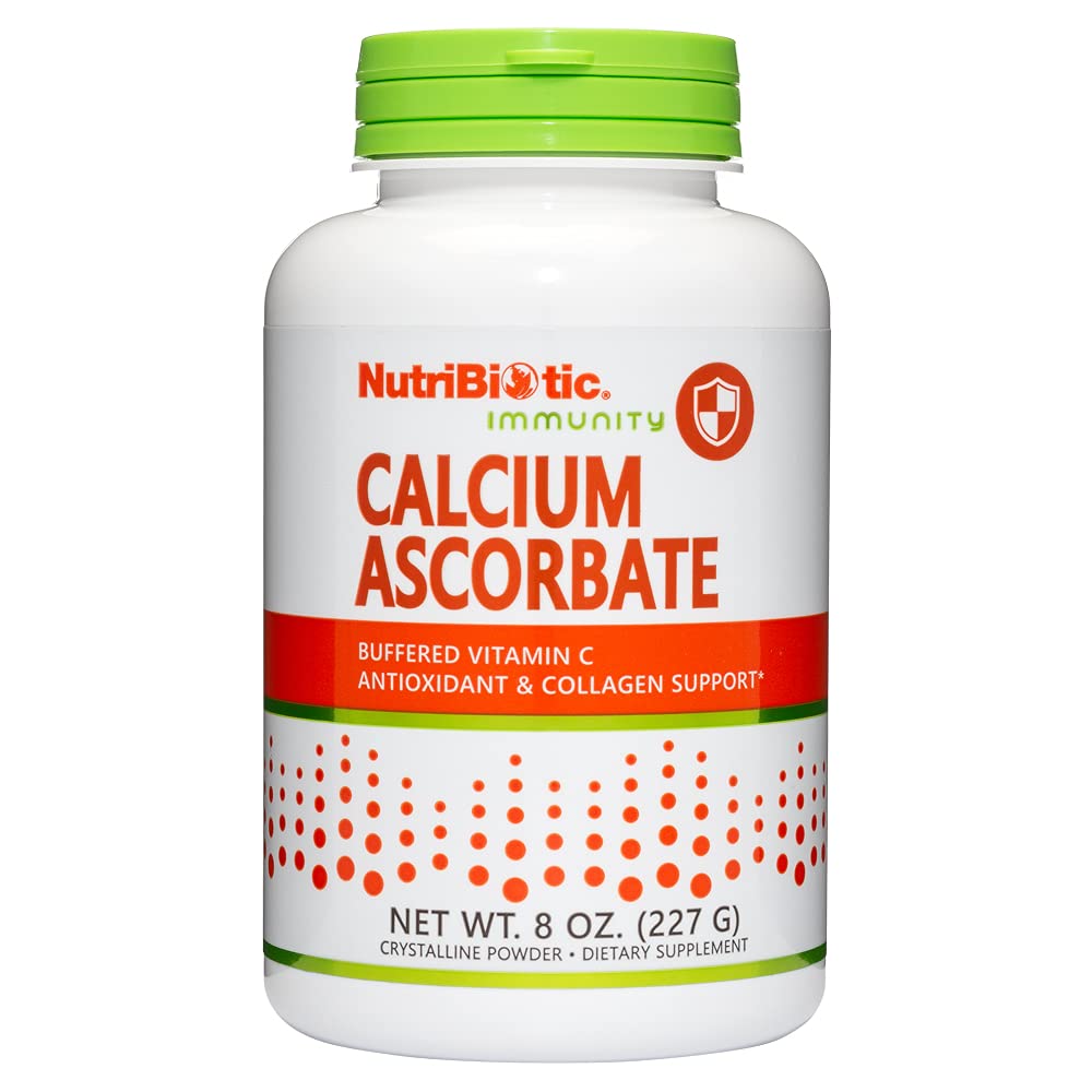 Nutribitic - Calcium Ascorbat C-vitamin Pulver, 8 Oz; Essential Antioxidant & Collagen Supplement Buffered med Calcium Budding 124; Non Acid & Nemmere om fordøjelse end Ascorbic Acid Budding 124; Gluten & GMO fri