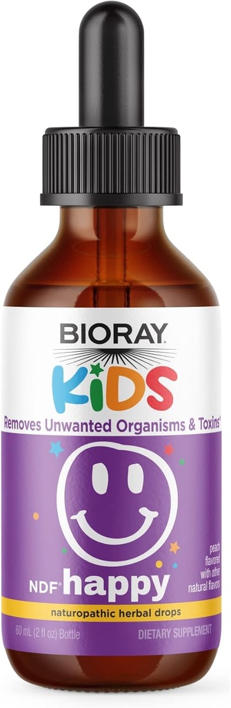 BIORAY Kids NDF Happy, Peach - 2 fl oz - Fjerner uønskede organisationer, der kan trigger Irritability - 1-2 Måned Supply