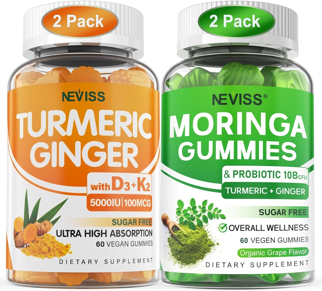 2 Pack Gurkemeje Gummy + 2 Pack Moringa Gummies
