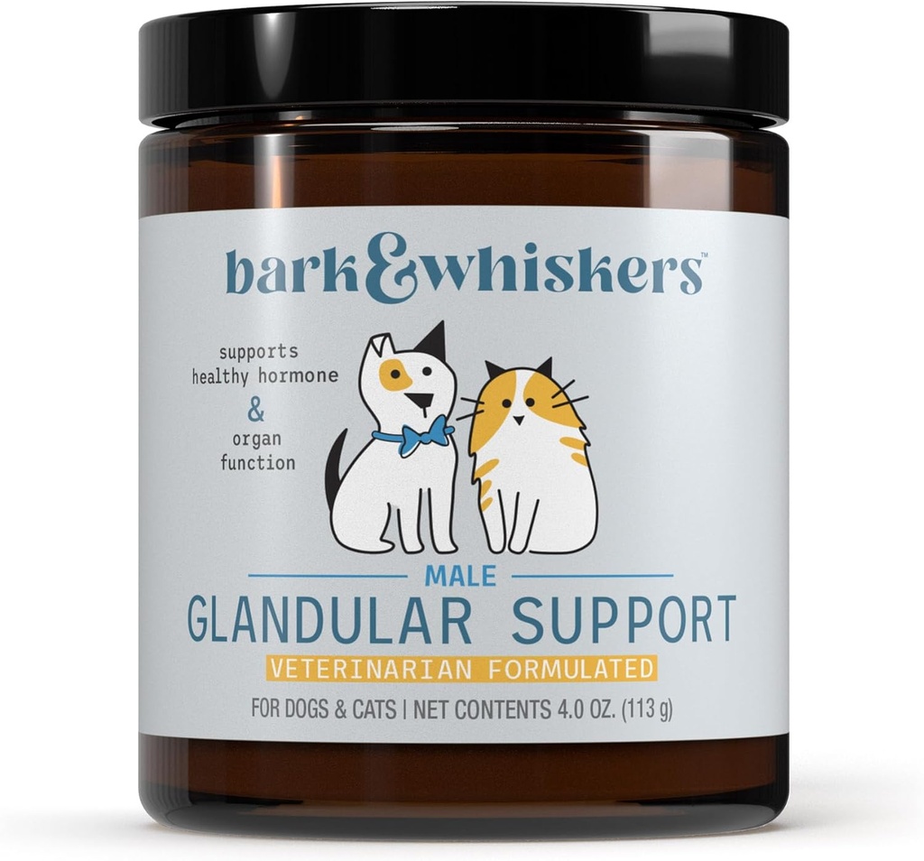 Dr. Mercola Bark & Whiskers Glandular Support - Understøtter endokrine & orgel sundhed - Freeze- Tørret formel - Hormone- Gratis ingredienser - Mand - 75 Scoops (4 oz)