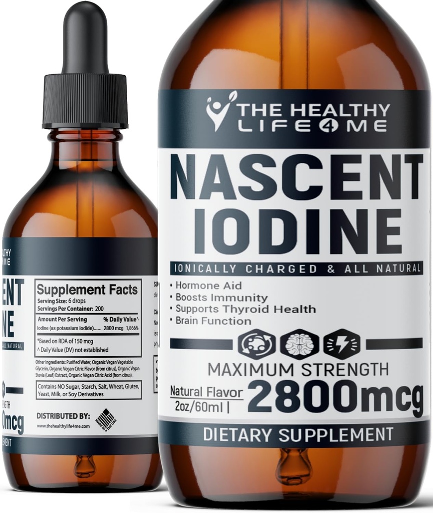 Nascent Jod Supplementér 124; 2800mcg Yep 124; Kalium Jodide Mep 124; Jod Drops 124; 100% Vegan Mep 124; Clear Color Mep 124; Large 2oz