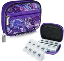 Serfeymi Weekly Travel Pill Organizer Pill Case for Purse med Aftagelig 7 Day Pill Box, Fashionable Travel Medicine Organizer Pill Container for Medicine, Vitamin, Supplement - Purple 01 + Pill Box