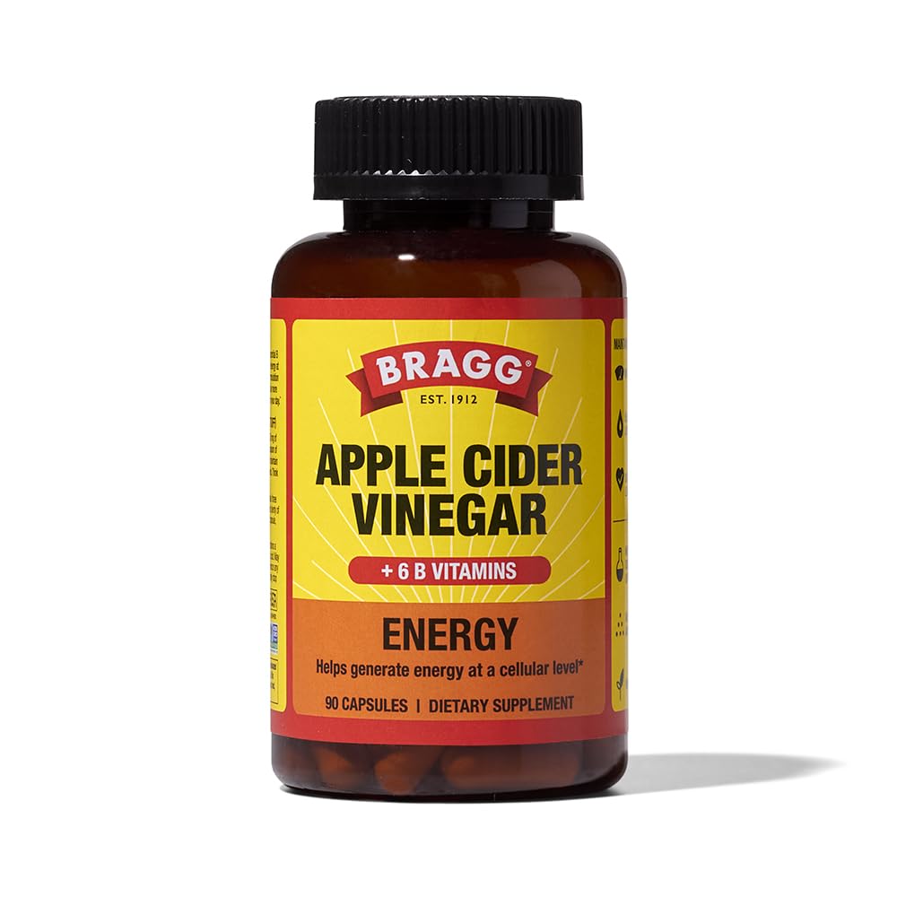 Bragg Energy Apple Cider Vincitol kapsler med B- 12 vitaminer - 90 kapsler - Vægt Management - Non-GMO, Vegan, Gluten Free, No Sugar - Hjælper Generate Energy på Cellular Niveau for mænd og kvinder