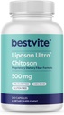 BESTVITE Liposan Ultra Chitosan 500mg (240 kapsler) - Patenteret hurtigere fungerende end regelmæssig Chitosan - Ingen Stearates - Ingen Fillers