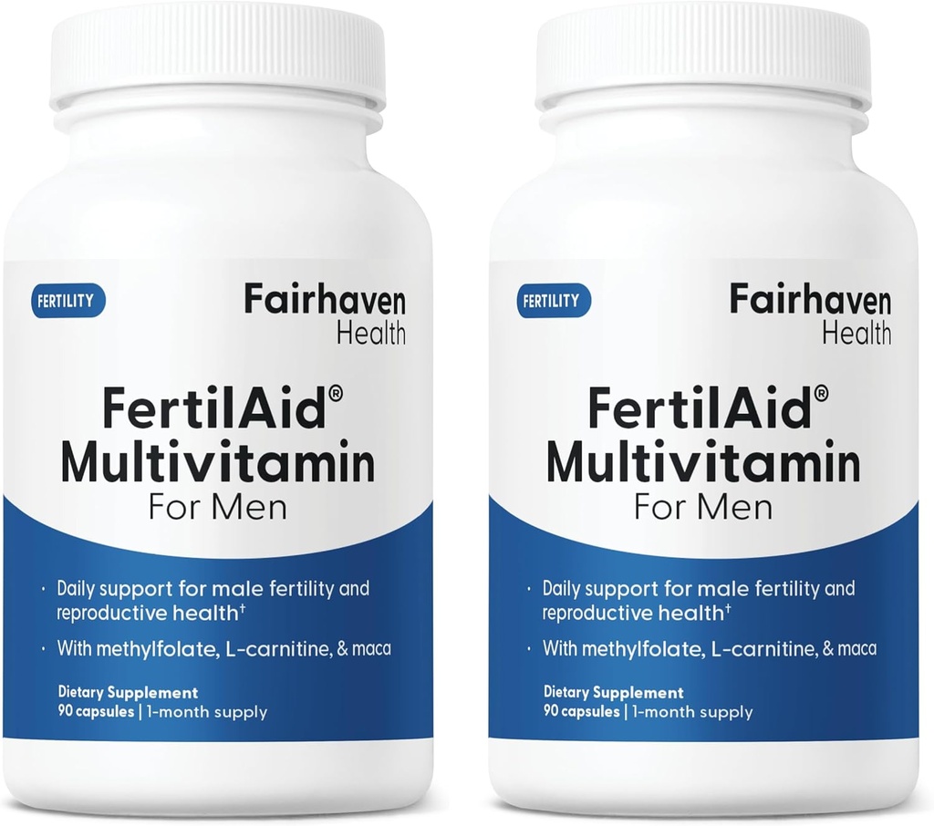 Fairhaven sundhed Fertilitet for mænd Fertilitet Kosttilskud til mænd to måneder Supply 124; Greve, Motilitet Support Pre- Conception for ham 124; Mand Fertilitet Support Inkluderer L- carnitin, Zink124; 2 flasker