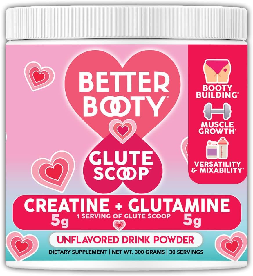 Bedre Booty Glute Scoop, Kreatin for kvinder Creatin + L 'Glutamin Aminosyre, Perfect Drink Mix Supplement, Unflavored (300 Bedste, 30 Servering)
