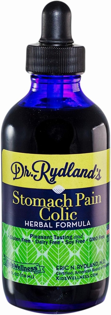 Dr. Rydlands urtetillæg 124; Oprettet af KidsWellness DB124; Great for spædbørn til voksne DB124; Mave & Kolik DB124; Relieves fordøjelsesbesvær, Mave Smerte, Gas, Bloating og Kolik Symptomer