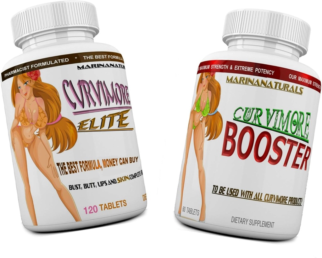 CURVIMORE Elite Complete Starter KIT Advanced Breast Udvidelsen, Butt Enhancement, Bust Enhancement, Booty Enhancement, Lip Plumping & Skin Stramning Pills - Større Bryster, Hips & Lytter. 1 - Måned