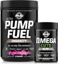 PMD Sports Ultra Pump Fuel Insanitet - Pre Workout - Pink Lemonade (30 Servere) Sports Omega udskæringer Elite Thermogen Fat Burner (90 Softgels)