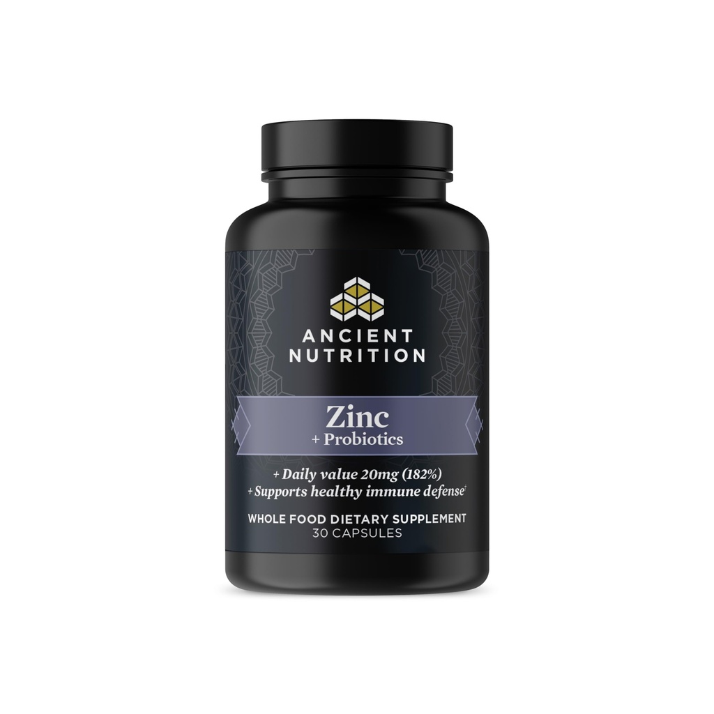 Ancient Nutrition Probiotika og zink supplement, understøtter sundt immunsystem og tandkød sundhed, Lavet uden GMO 'er, Superfood supplement, Paleo og Keto Friendly, 30 Greve