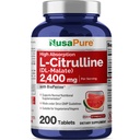 NusaPure L- Citrullin 2,400mg 200 Vegetartabletter (ikke- GMO, Gluten Free, 100- Day Supply, Bioperine)