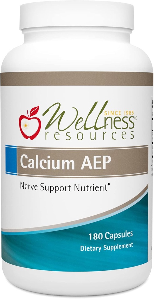 Wellness Resources Calcium AEP - Nerve Support for Cellular Protection, Longevity, Cell Membrane Health, Myelin Sheath Support - 925 mg Ca- 2 - AEP Pr. kapsel - 180 kapsler