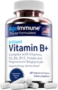AgeImmune Vitamin B Complex with Vitamin D3 B12 B6 Magnesium Bisglycinate and Folate as Methylfolate - Doctor Formulated Methylated B Complex Supplement – 60 Capsules - Without Niacin