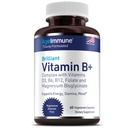Ageimmunvitamin B Kompleks med vitamin D3 B12 B6 Magnesium Bisglycinat og folat som methylfolat - Doctor Formuleret Metyleret B Complex supplement - 60 kapsler - uden Niacin